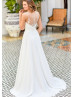 Beaded Ivory Lace Chiffon Flowing Wedding Dress